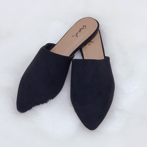 Faux Suede Black Open Heel Mule - Picture 3 of 12